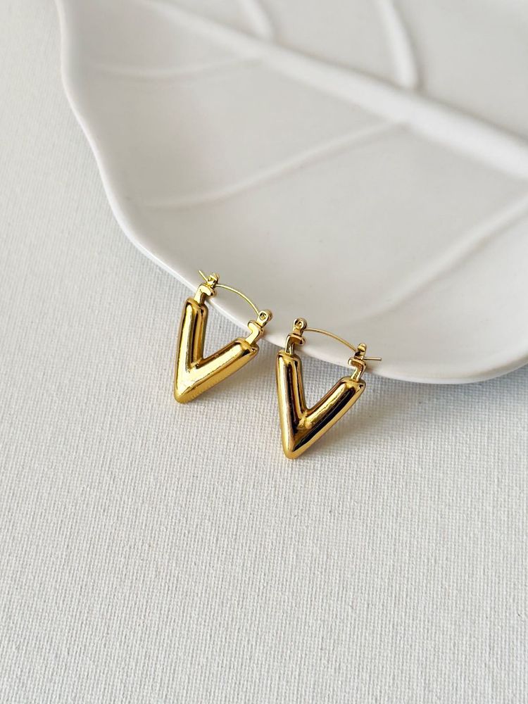 Gold V Hoop Earrings