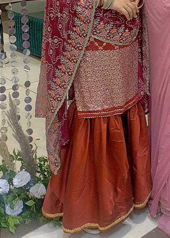 Maroon &amp; Purple Gharara Kameez