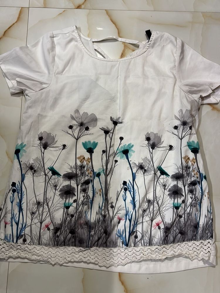 Floral Print Open Back Top