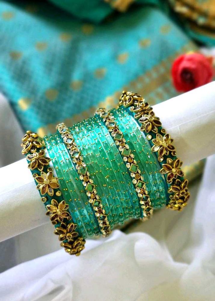 Green &amp; Gold Bangles