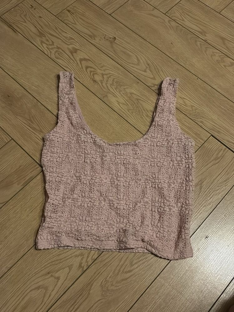 Pink Crochet Lace Top