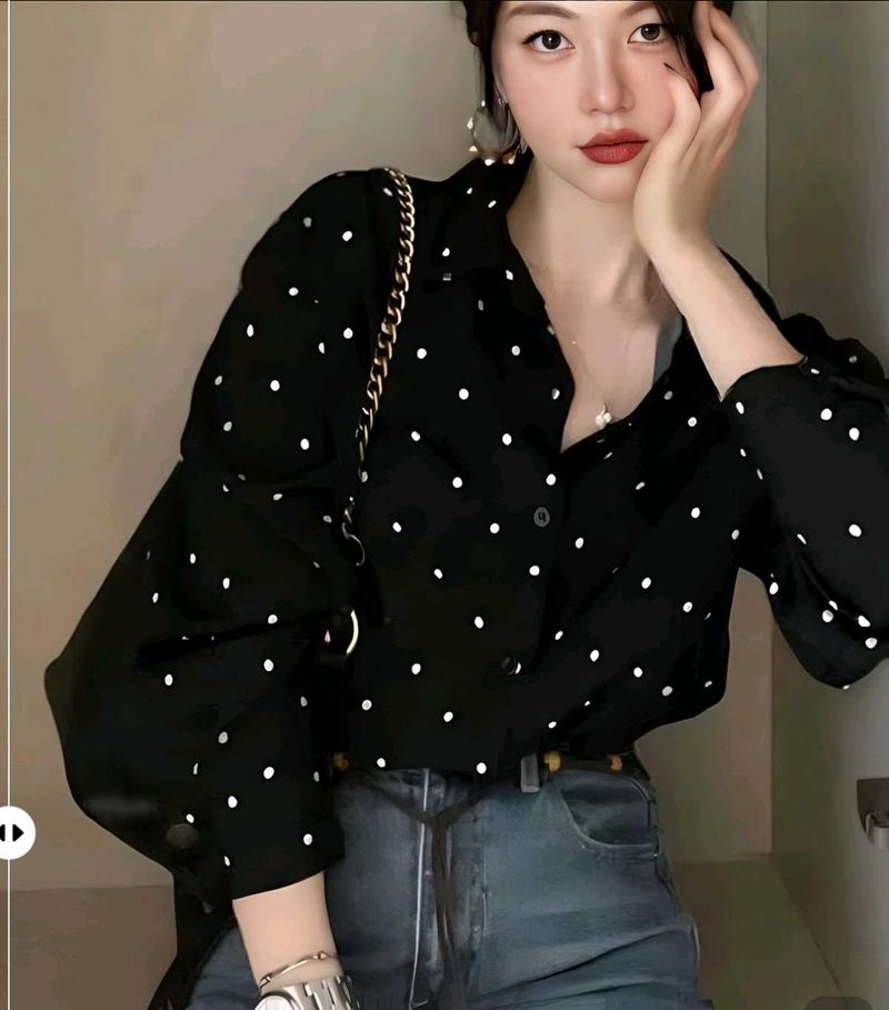 New with tag Pinterest Korean Polka Dot Blouse