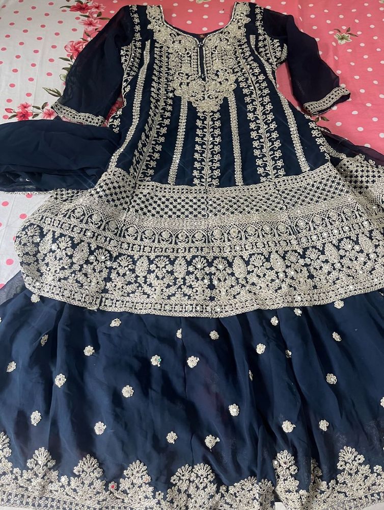 Beautiful Blue Party Wear Sarara Set
