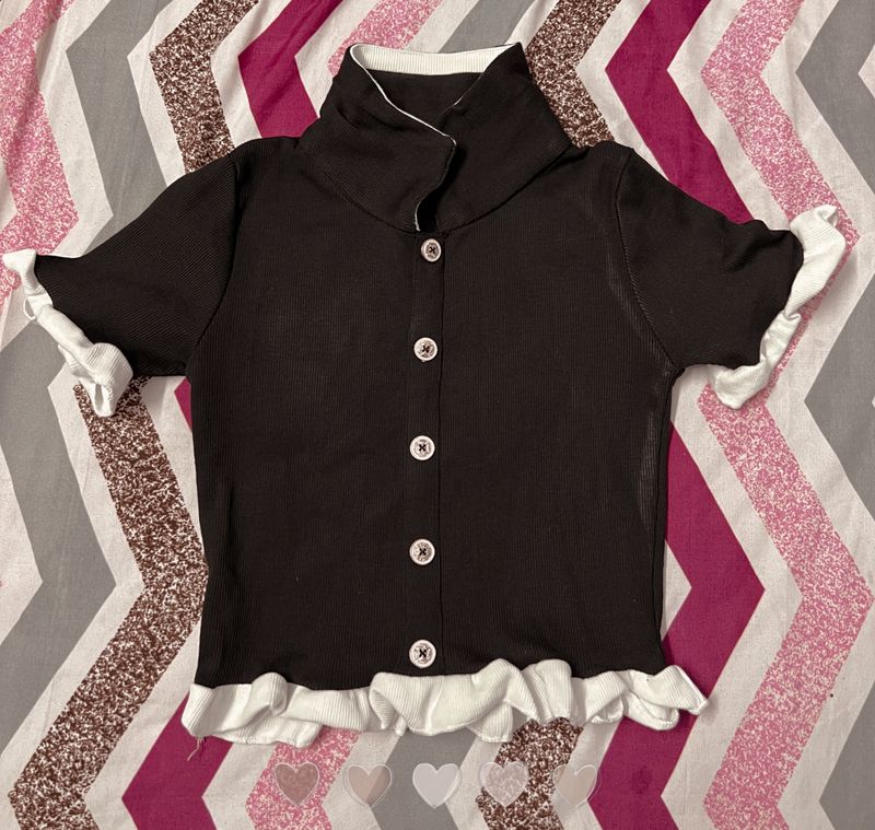 BLACK KOREAN TOP  Stretchable Comfortwear