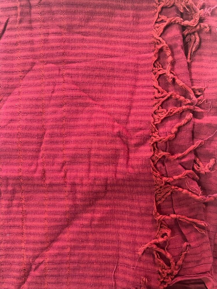 Deep Red Cotton Dupatta/ Stole