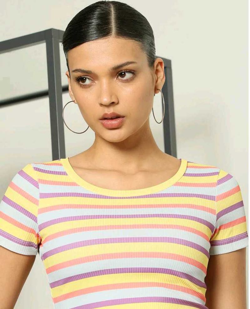 SHEIN BRAND Striped Ribbed Tshirt