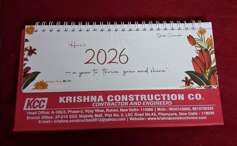 2026 Desk Calendar