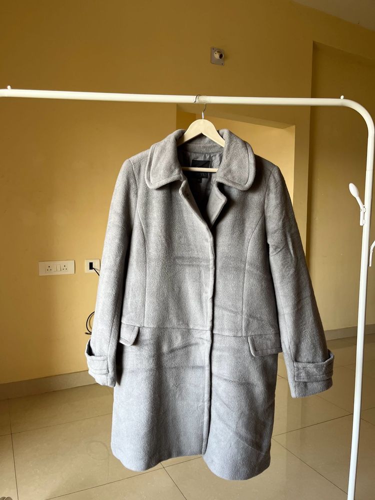 Elegant Gray Wool Blend Coat