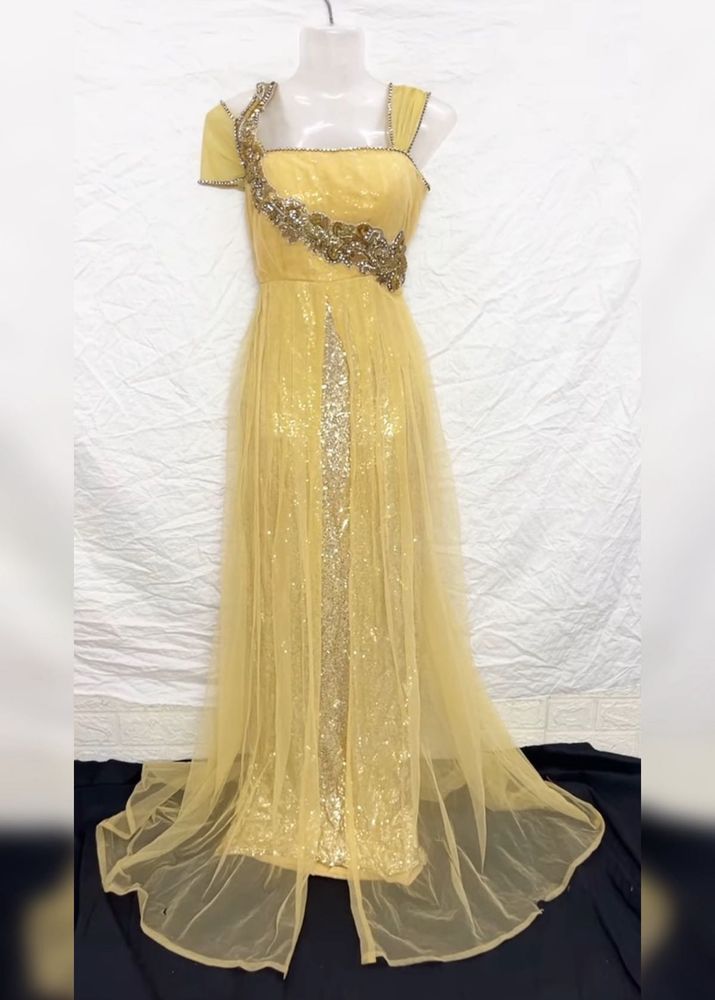 Golden Beautiful Zariwork Gown