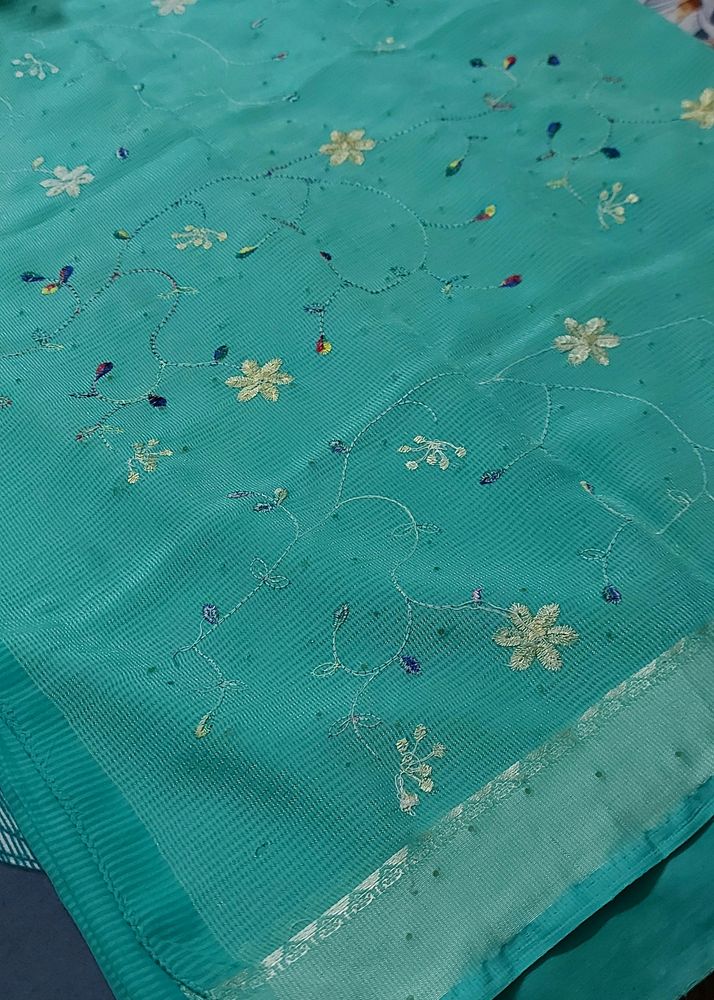 Beautiful Green Saree With Blouse