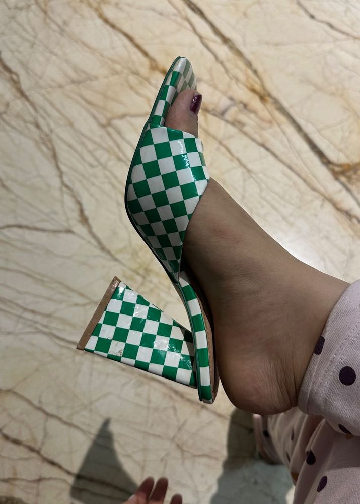 Green Checkered Heels