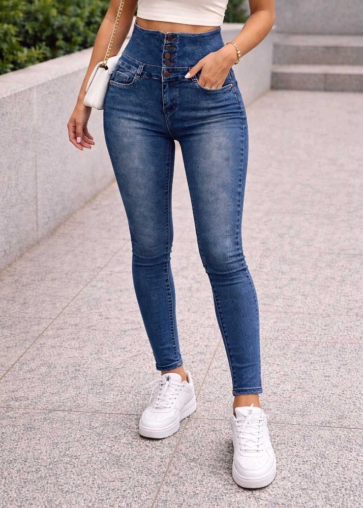 High-Waisted Denim Jeans, 30 Size