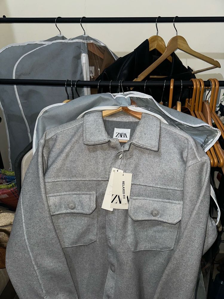 Grey ZARA cotton blended JACKET