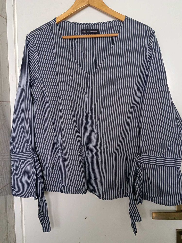 Striped V-Neck Blouse