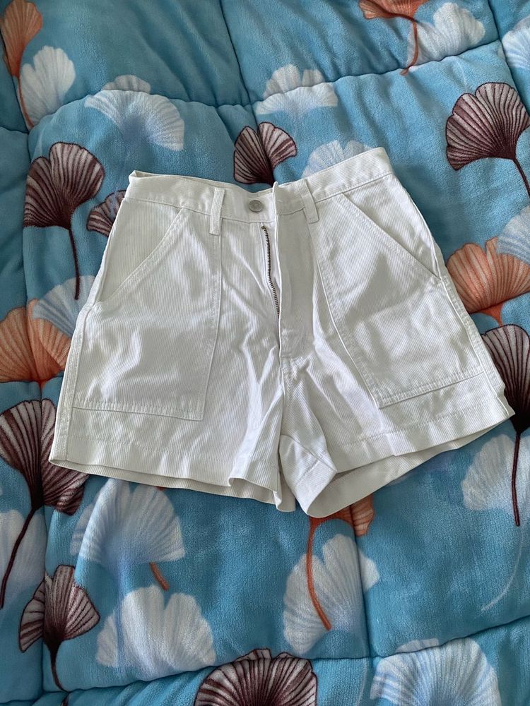 White High Waisted Shorts