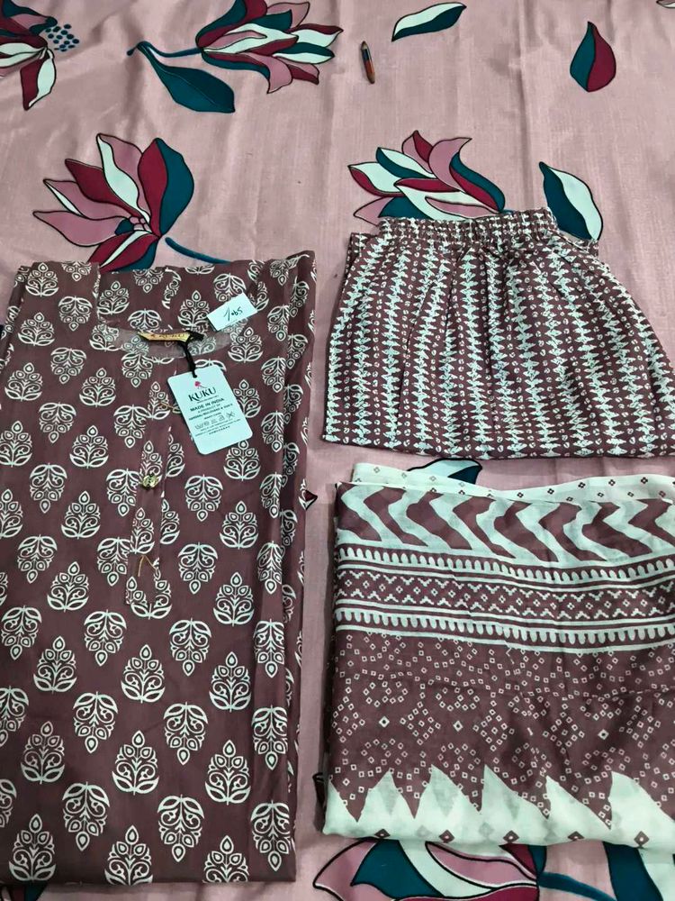 Mauve Printed Kurti Set