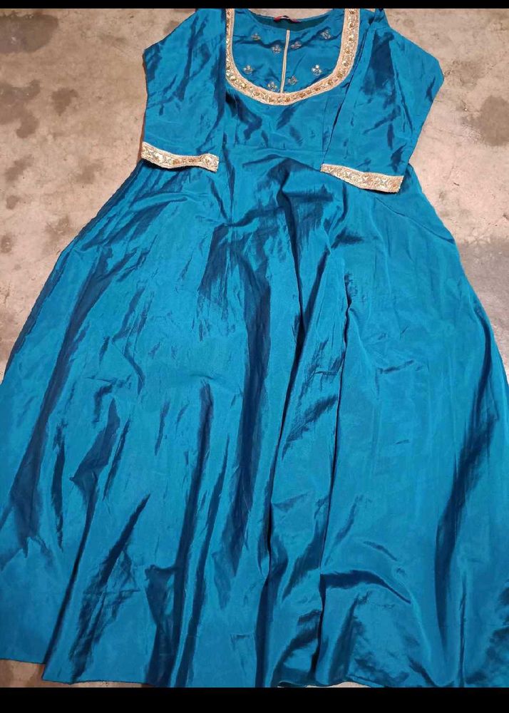 Elegant Teal Ethnic ball   heavy ghera Gown