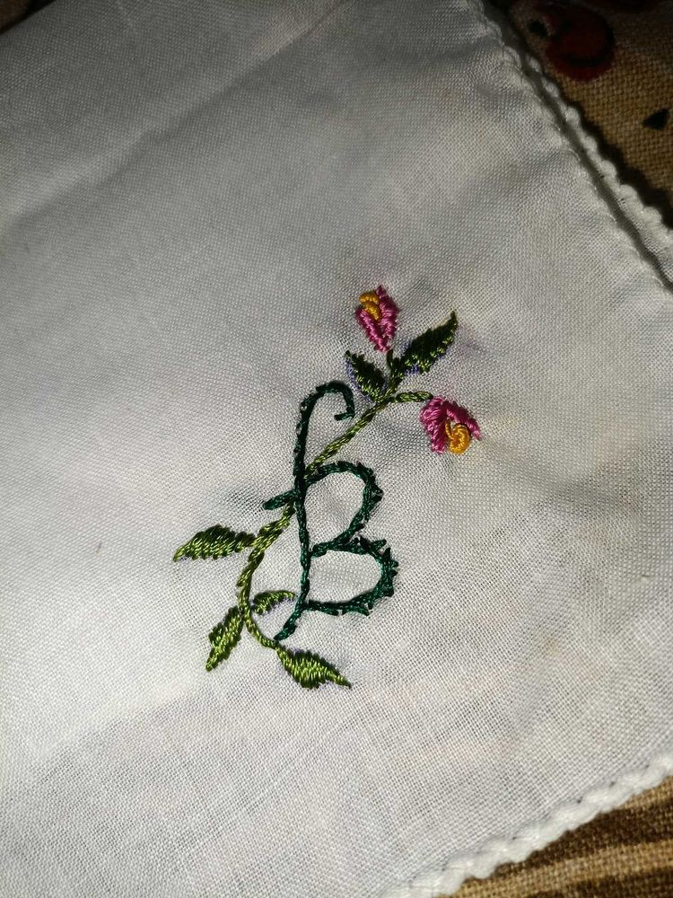 Self Embroidered Handkerchief 🌷💗✨