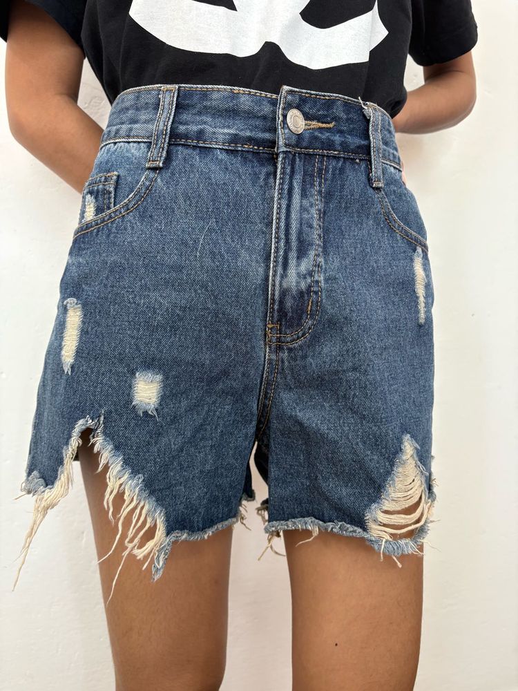 Distressed Denim Shorts