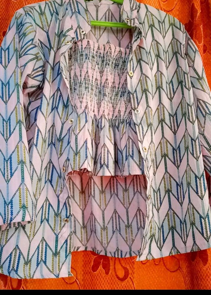 Patterned Tank and Jacket Set