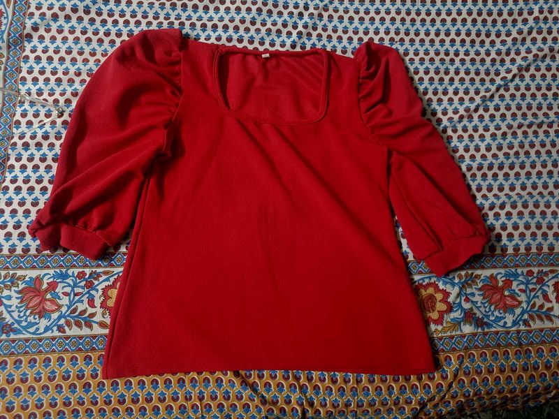 Red Puff Sleeve Top