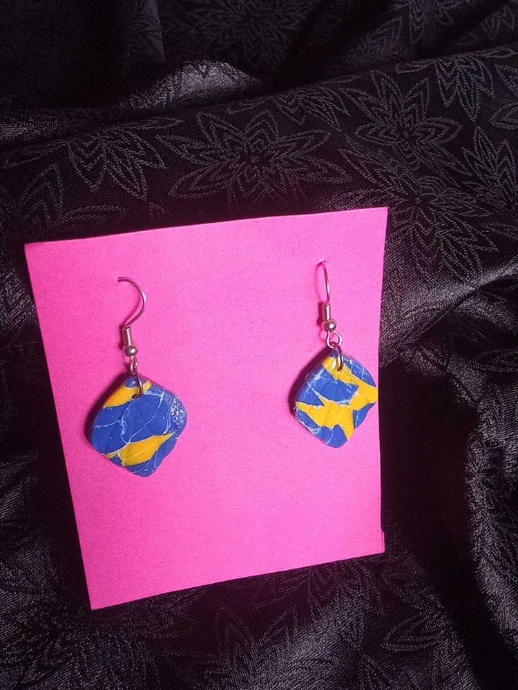 Blue &amp; Yellow Dangle Earrings