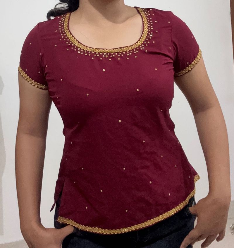 Beaded blouse top