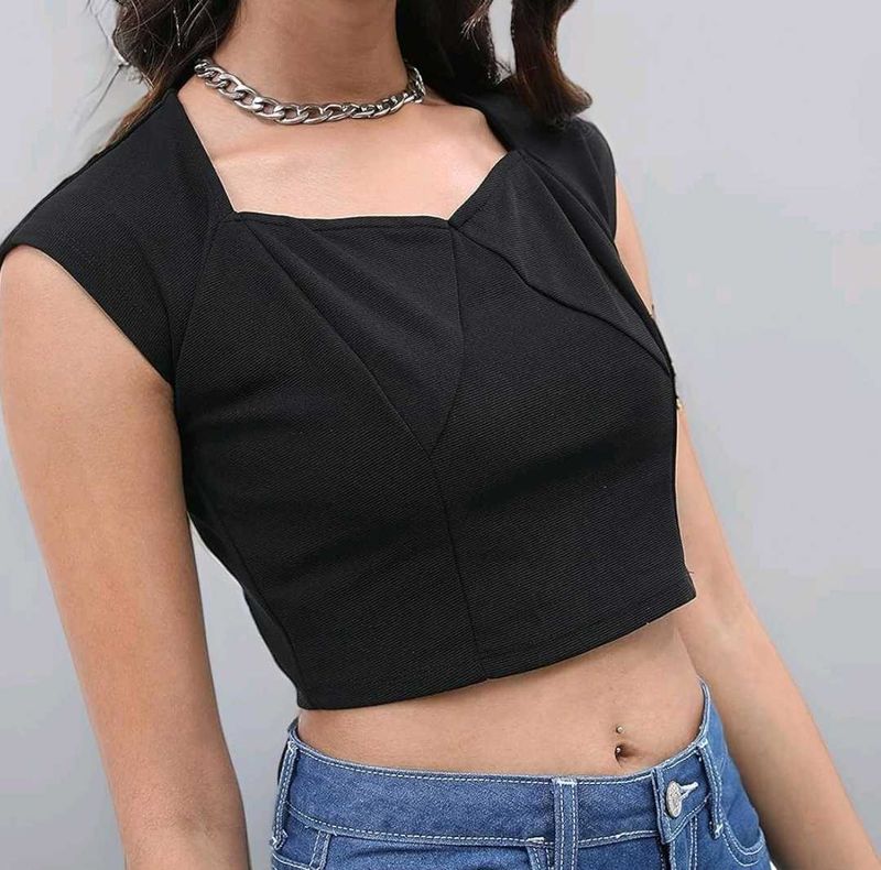 Black Cropped Tank Top