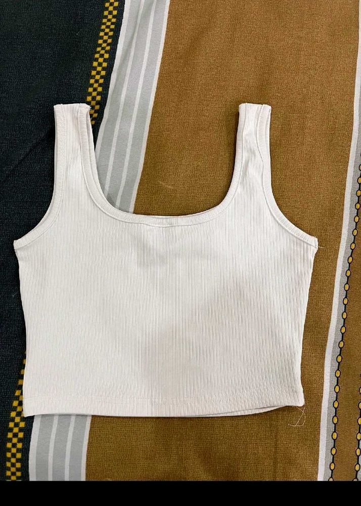 New White Ribbed Tank Top