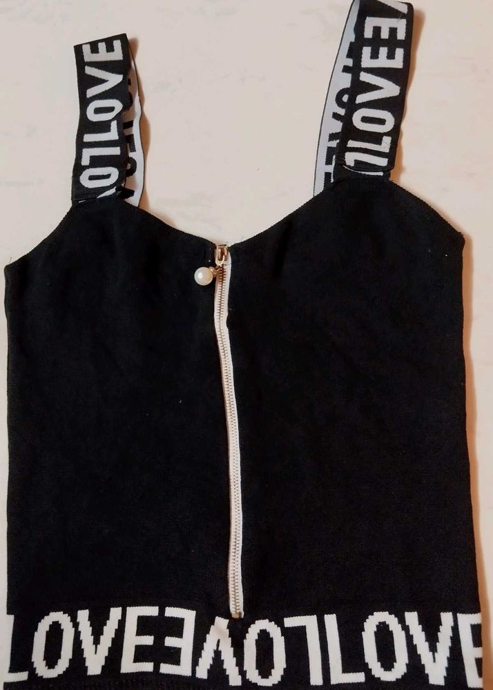 Love Graphic Black Crop Top