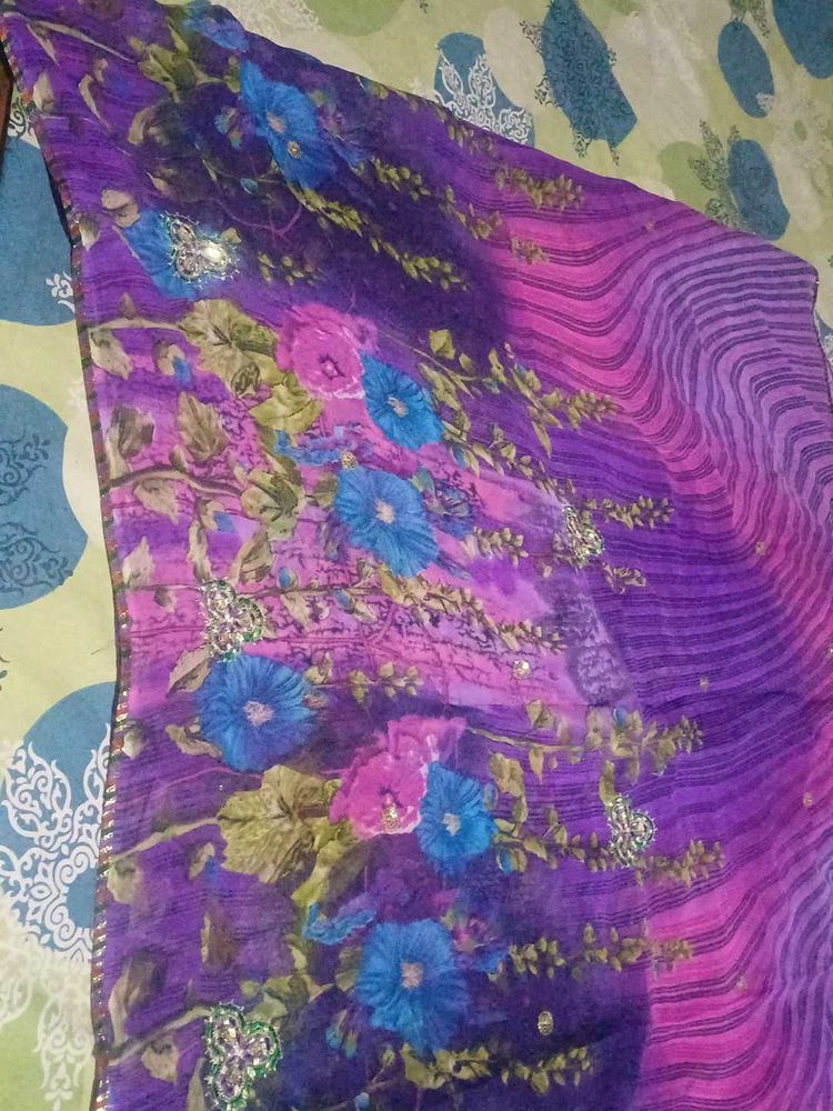 Floral Purple Saree