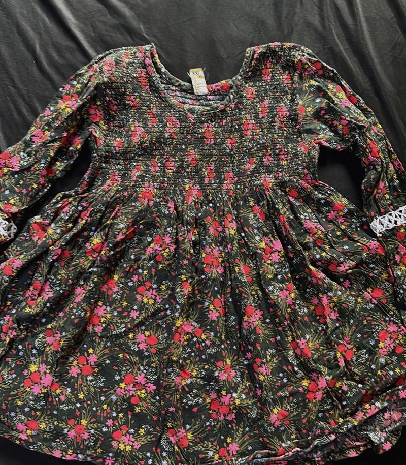 Floral Print Smocked Dress
