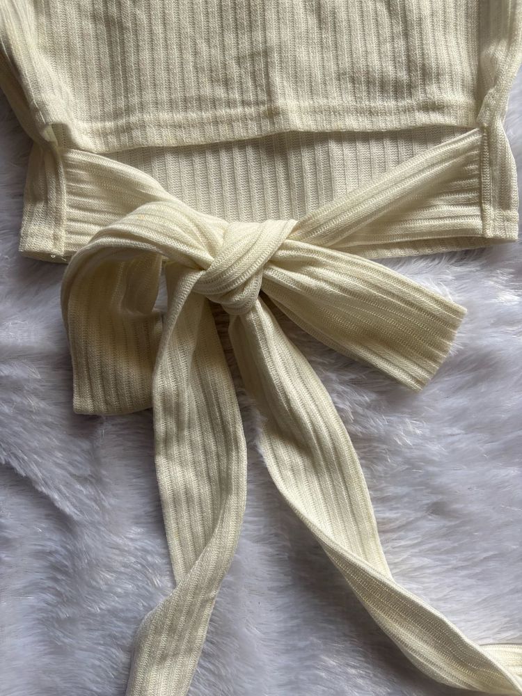 Cream Tie back Crop Top