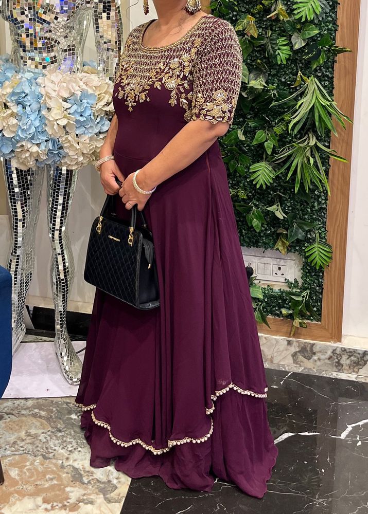 Elegant Purple Anarkali Gown