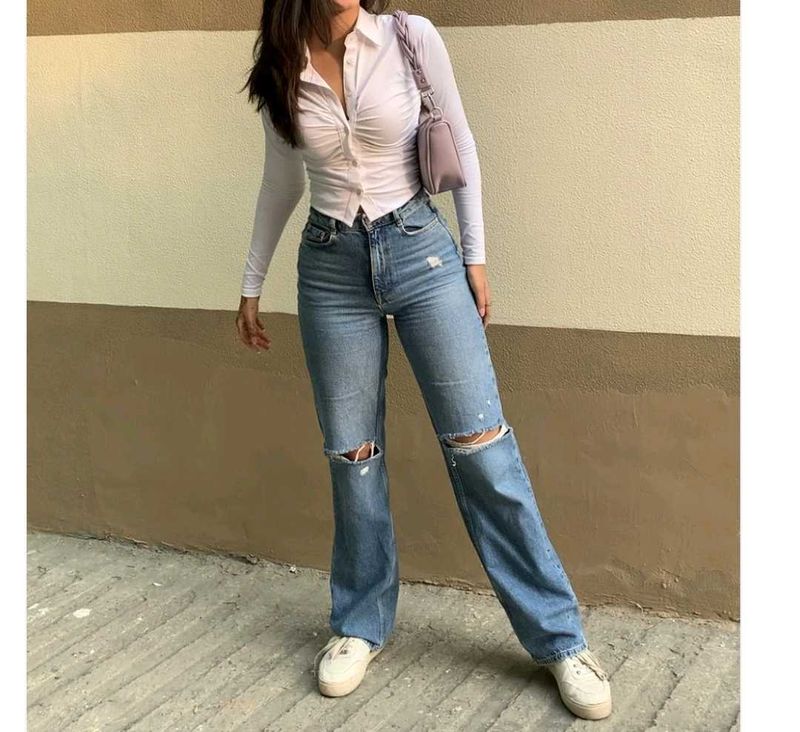 Selcouth White Shirt Styled Top