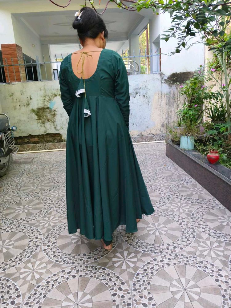 Elegant Green gown with churidar