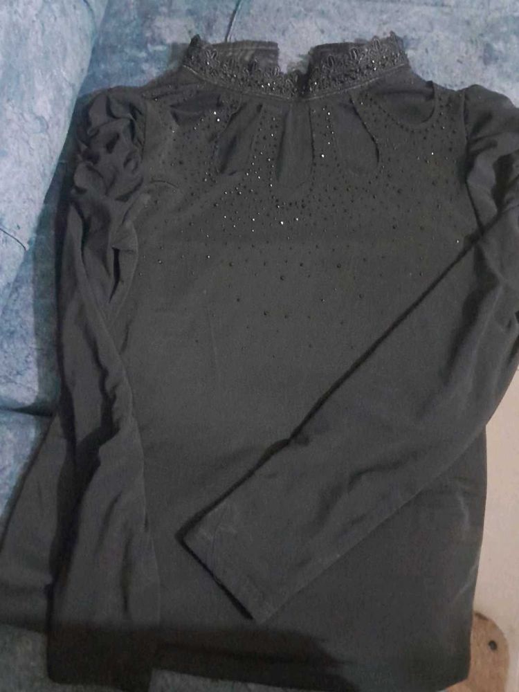 Elegant Black Embellished Top