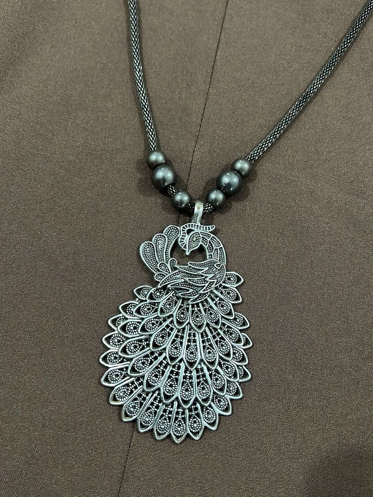 Peacock Pendant Necklace and Earrings Set