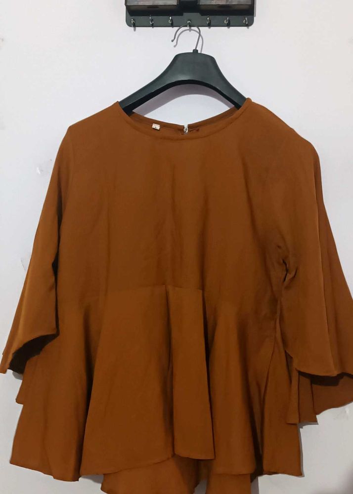 Brown Peplum Partywear Top