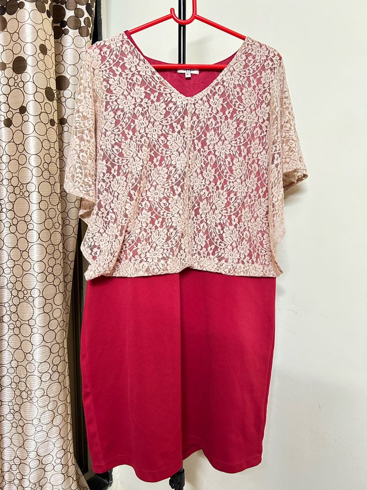 Lace Top Red Dress