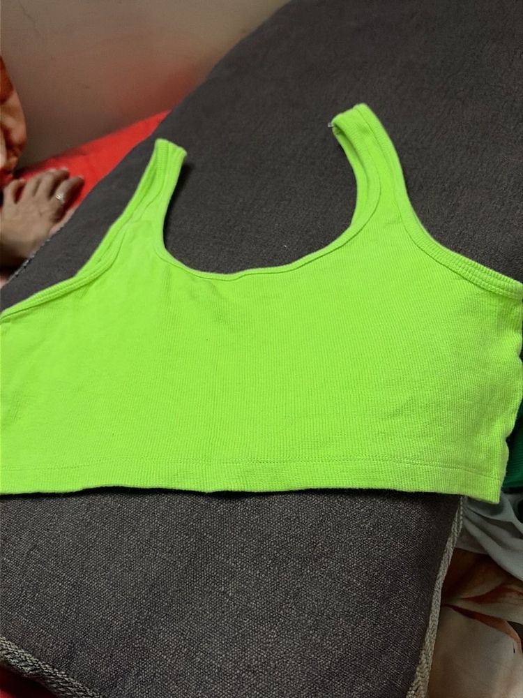Neon Green Crop Tank Top