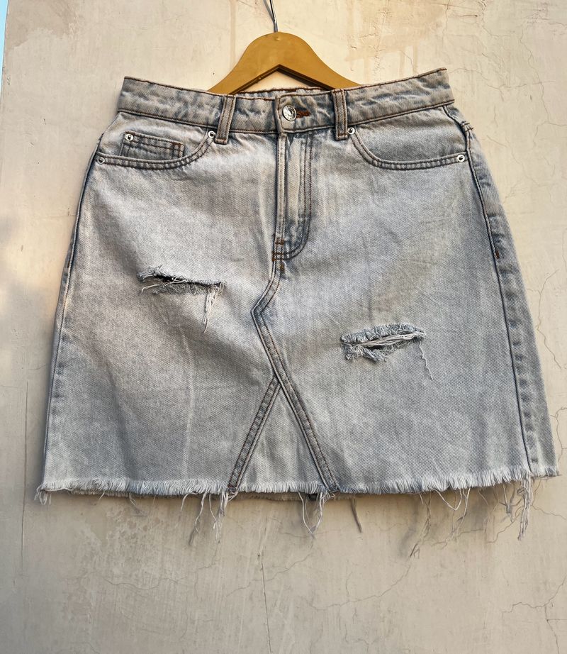 Light Blue Denim Mini Skirt