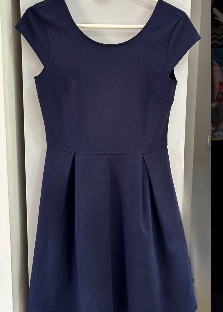 Navy Fit &amp; Flare Mini Dress