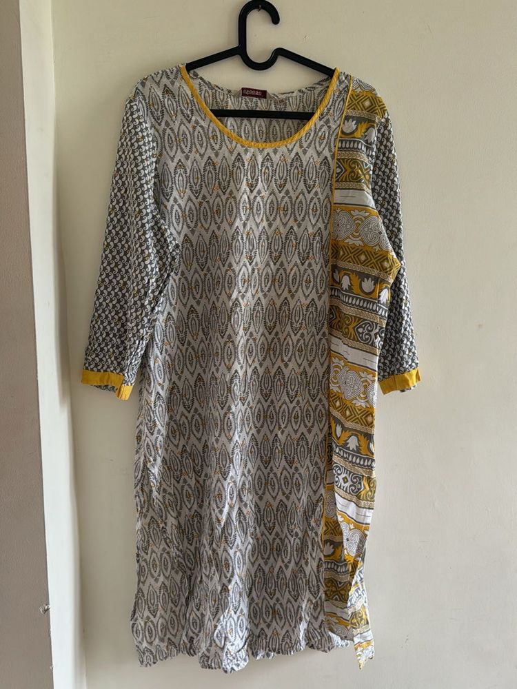 Elegant Grey Printed Kurta