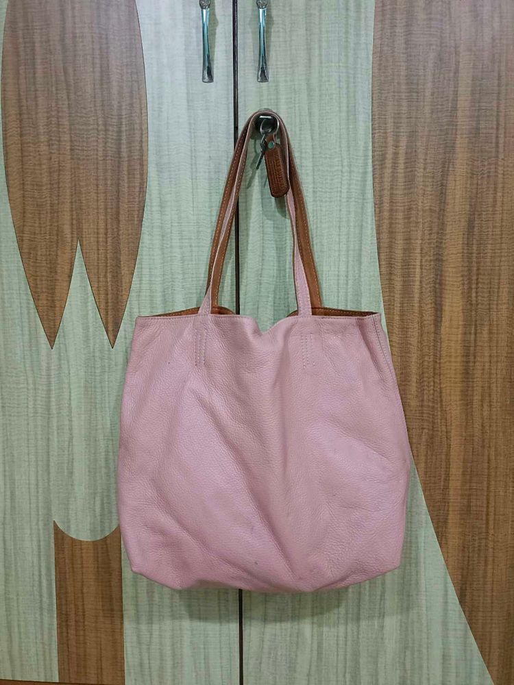 Imported Pink leather Tote Bag