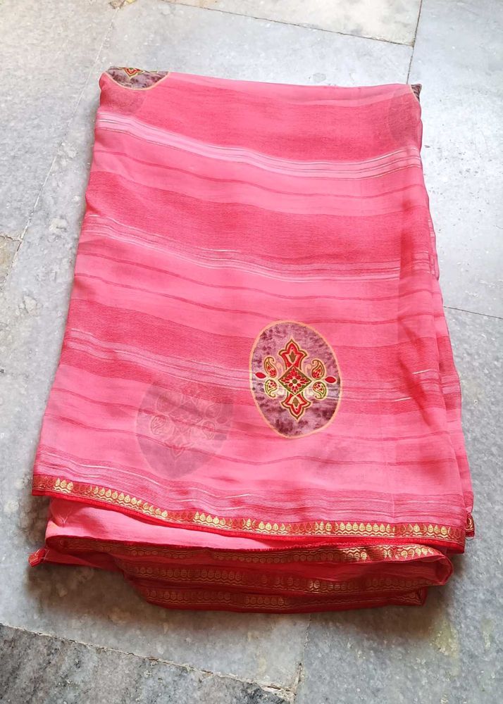 Pink Striped Sari
