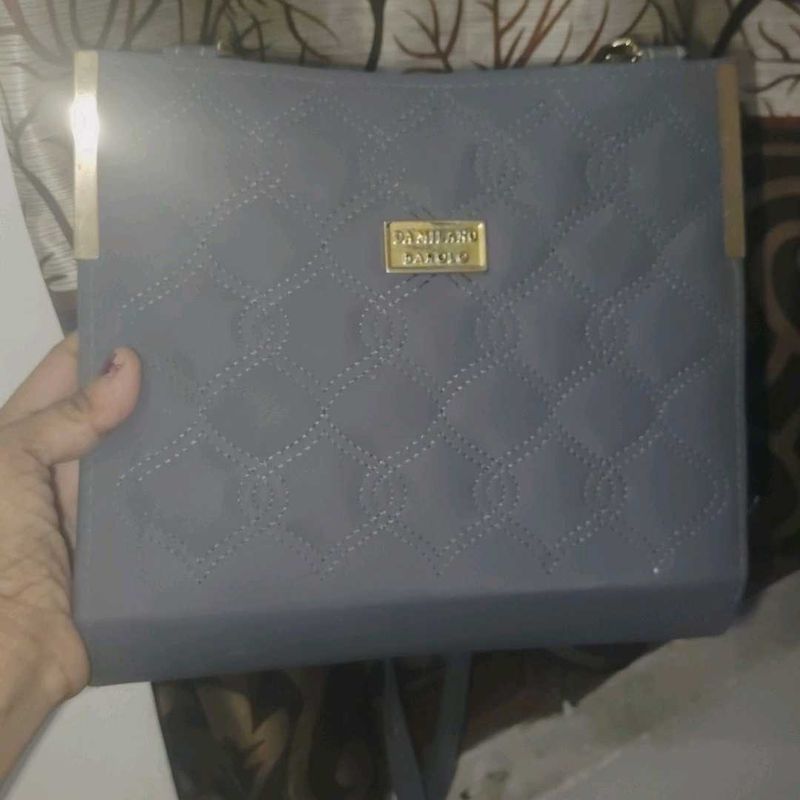 Gray Quilted Handbag