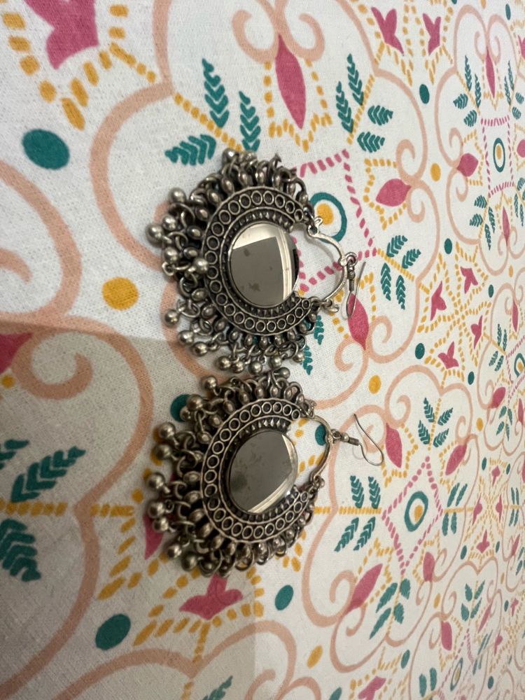 Two Pair Silver Jhumka Earrings