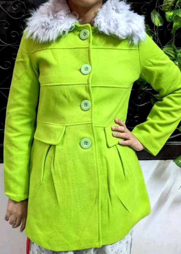 Neon Trench Fur Wolf Coat Frock Type For Women