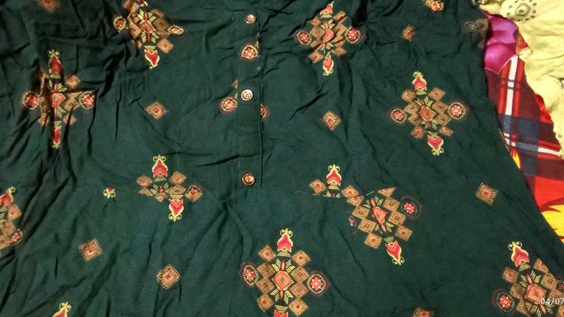 Green Printed Kurta